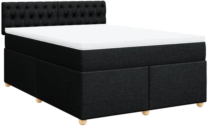 vidaXL Κρεβάτι Boxspring με Στρώμα Μαύρο 160x200 εκ. Υφασμάτινο