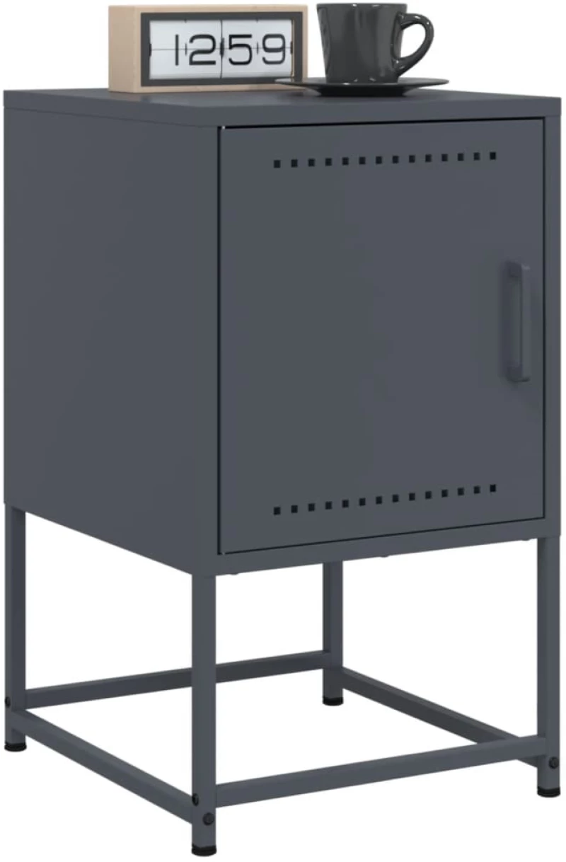 vidaXL Κομοδίνα 2 τεμ. Ανθρακί 36 x 39 x 60,5 εκ. Ατσάλινο