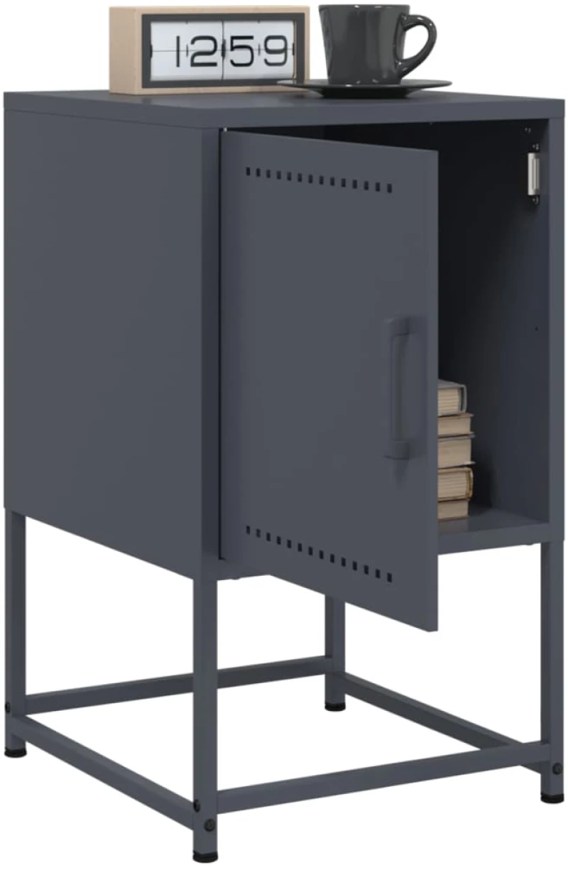 vidaXL Κομοδίνα 2 τεμ. Ανθρακί 36 x 39 x 60,5 εκ. Ατσάλινο