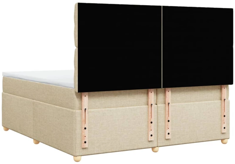 vidaXL Κρεβάτι Boxspring με Στρώμα Κρεμ 200x200 εκ. Υφασμάτινο