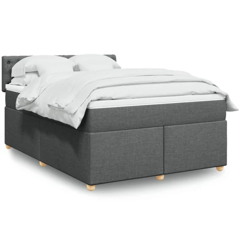 vidaXL Κρεβάτι Boxspring με Στρώμα Σκούρο Γκρι 160x200 εκ Υφασμάτινο