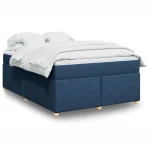 vidaXL Κρεβάτι Boxspring με Στρώμα Μπλε 160x200 εκ. Υφασμάτινο