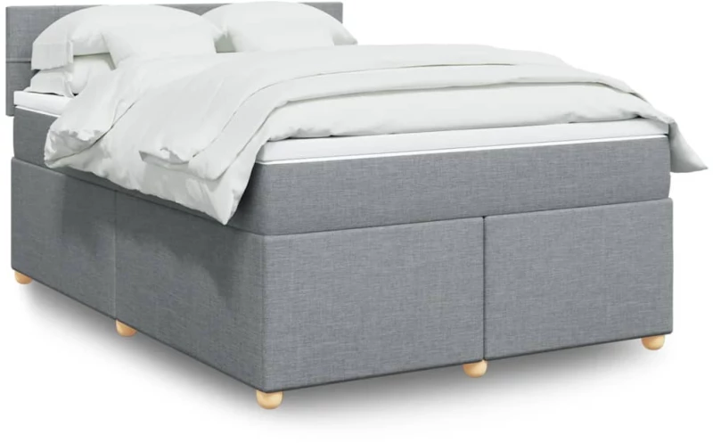 vidaXL Κρεβάτι Boxspring με Στρώμα Ανοιχτό Γκρι 140x200 εκ. Υφασμάτινο