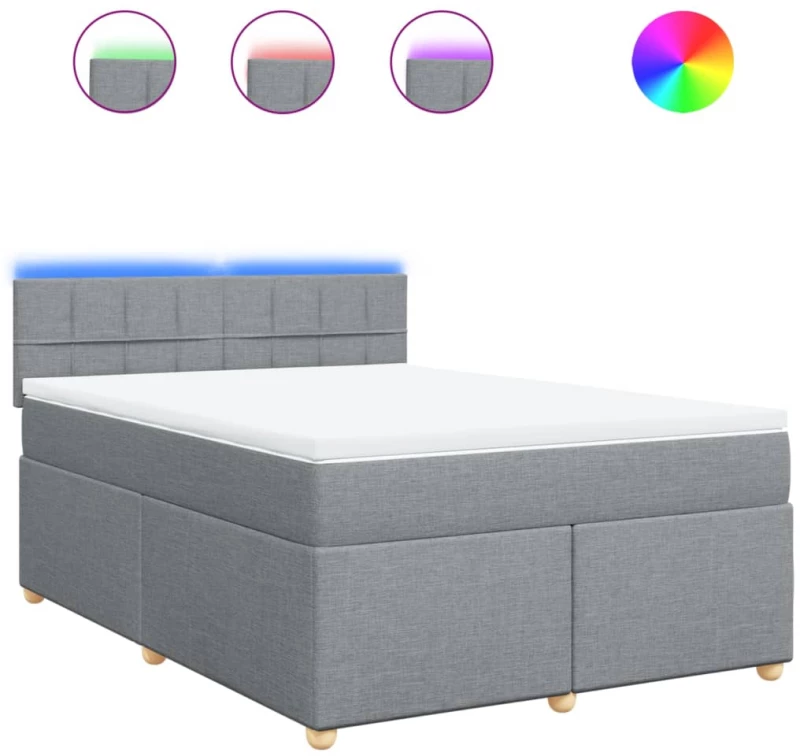 vidaXL Κρεβάτι Boxspring με Στρώμα Ανοιχτό Γκρι 140x200 εκ. Υφασμάτινο