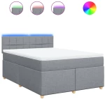 vidaXL Κρεβάτι Boxspring με Στρώμα Ανοιχτό Γκρι 140x200 εκ. Υφασμάτινο