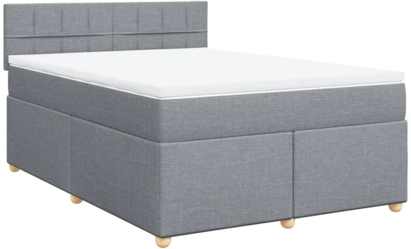 vidaXL Κρεβάτι Boxspring με Στρώμα Ανοιχτό Γκρι 140x200 εκ. Υφασμάτινο