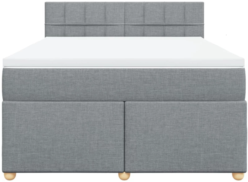 vidaXL Κρεβάτι Boxspring με Στρώμα Ανοιχτό Γκρι 140x200 εκ. Υφασμάτινο