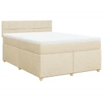 vidaXL Κρεβάτι Boxspring με Στρώμα Κρεμ 140x200 εκ. Υφασμάτινο