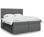 vidaXL Κρεβάτι Boxspring με Στρώμα Σκούρο Γκρι 200x200 εκ. Υφασμάτινο