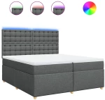 vidaXL Κρεβάτι Boxspring με Στρώμα Σκούρο Γκρι 200x200 εκ. Υφασμάτινο