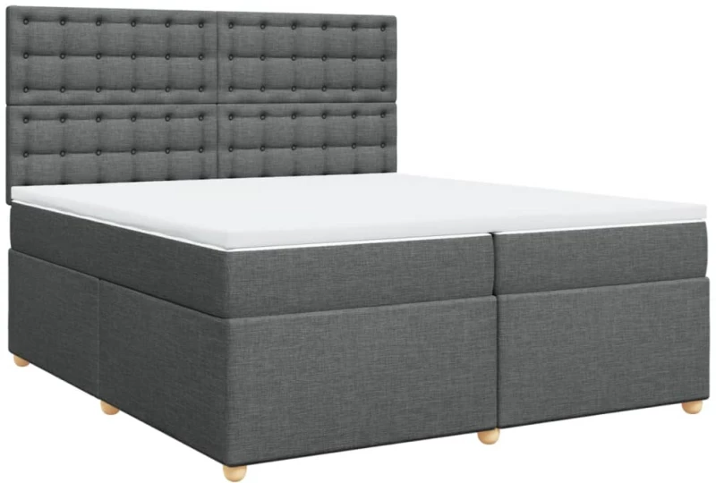 vidaXL Κρεβάτι Boxspring με Στρώμα Σκούρο Γκρι 200x200 εκ. Υφασμάτινο