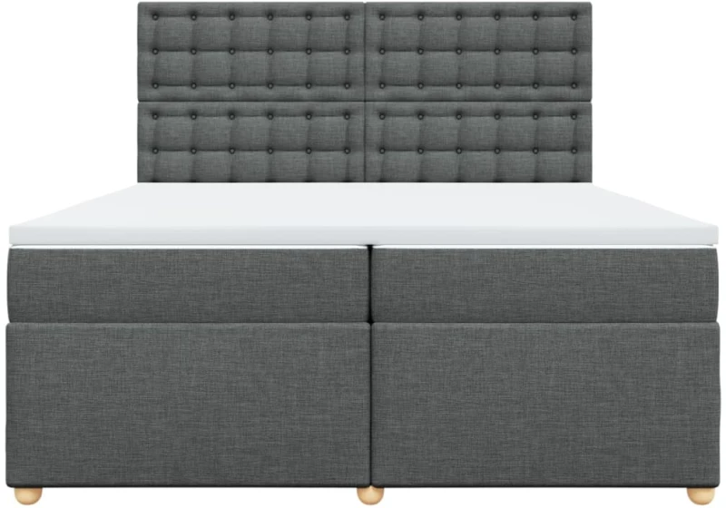 vidaXL Κρεβάτι Boxspring με Στρώμα Σκούρο Γκρι 200x200 εκ. Υφασμάτινο