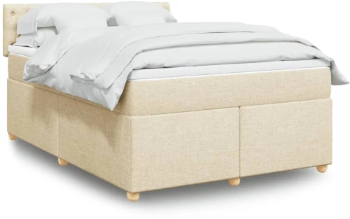 vidaXL Κρεβάτι Boxspring με Στρώμα Κρεμ 140x200 εκ. Υφασμάτινο