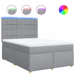 vidaXL Κρεβάτι Boxspring με Στρώμα Ανοιχτό Γκρι 140x190 εκ. Υφασμάτινο