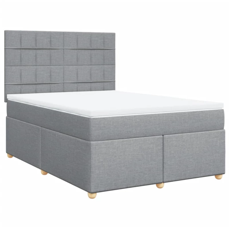 vidaXL Κρεβάτι Boxspring με Στρώμα Ανοιχτό Γκρι 140x190 εκ. Υφασμάτινο