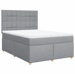 vidaXL Κρεβάτι Boxspring με Στρώμα Ανοιχτό Γκρι 140x190 εκ. Υφασμάτινο