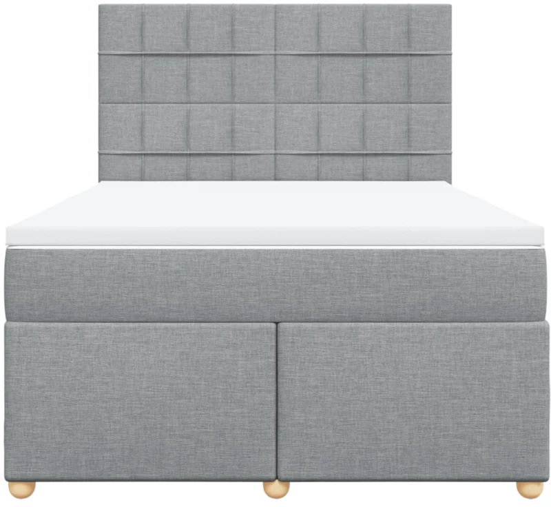 vidaXL Κρεβάτι Boxspring με Στρώμα Ανοιχτό Γκρι 140x190 εκ. Υφασμάτινο