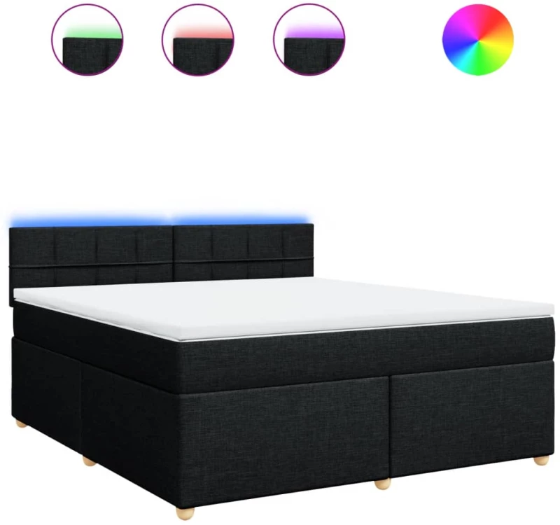 vidaXL Κρεβάτι Boxspring με Στρώμα Μαύρο 180x200 εκ. Υφασμάτινο