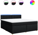 vidaXL Κρεβάτι Boxspring με Στρώμα Μαύρο 180x200 εκ. Υφασμάτινο