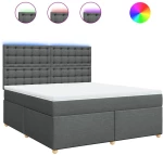vidaXL Κρεβάτι Boxspring με Στρώμα Σκούρο Γκρι 180x200 εκ Υφασμάτιν