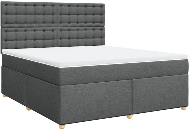 vidaXL Κρεβάτι Boxspring με Στρώμα Σκούρο Γκρι 180x200 εκ Υφασμάτιν