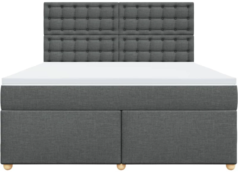 vidaXL Κρεβάτι Boxspring με Στρώμα Σκούρο Γκρι 180x200 εκ Υφασμάτιν