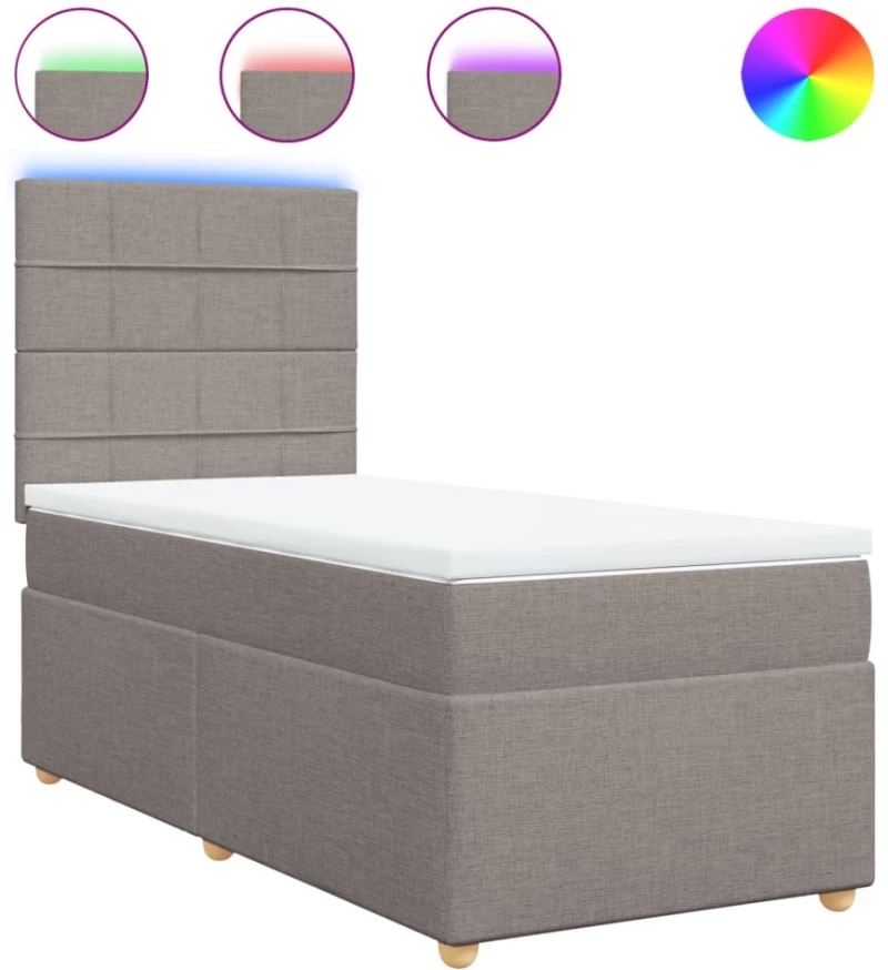 vidaXL Κρεβάτι Boxspring με Στρώμα Taupe 90x200 εκ. Υφασμάτινο