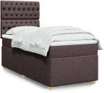 vidaXL Κρεβάτι Boxspring με Στρώμα Σκούρο Καφέ 90x200 εκ. Υφασμάτινο