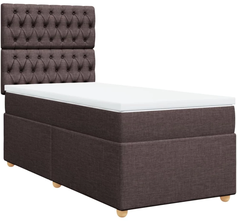 vidaXL Κρεβάτι Boxspring με Στρώμα Σκούρο Καφέ 90x200 εκ. Υφασμάτινο