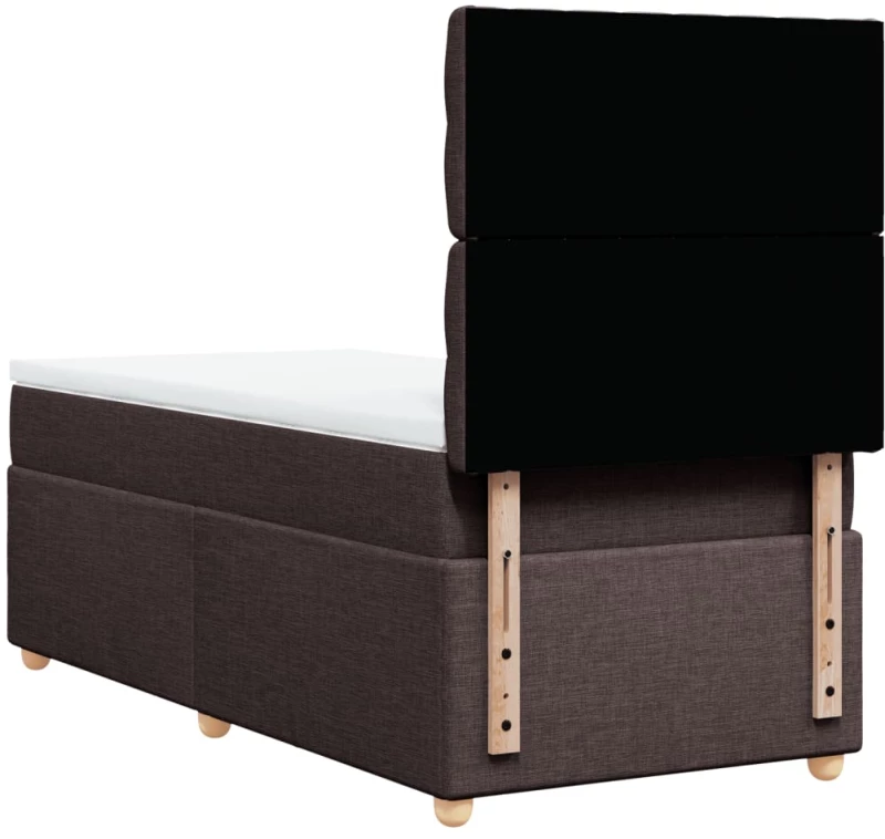 vidaXL Κρεβάτι Boxspring με Στρώμα Σκούρο Καφέ 90x200 εκ. Υφασμάτινο