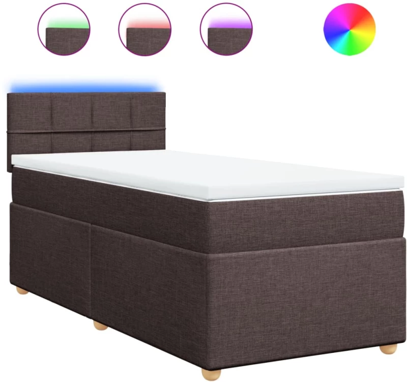vidaXL Κρεβάτι Boxspring με Στρώμα Σκούρο Καφέ 90x200 εκ. Υφασμάτινο