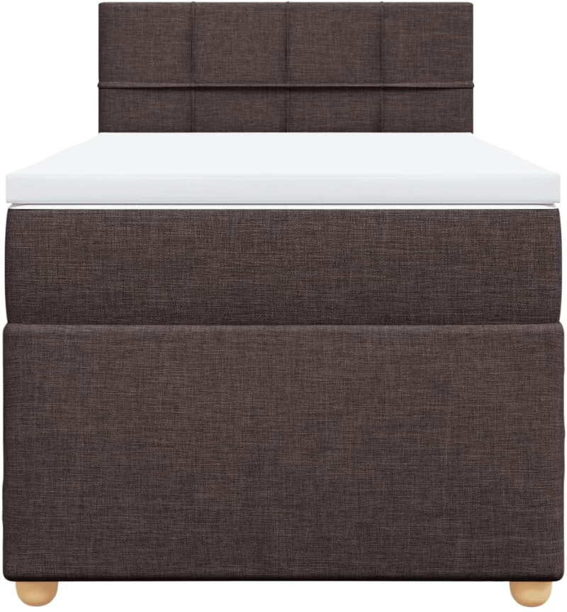 vidaXL Κρεβάτι Boxspring με Στρώμα Σκούρο Καφέ 90x200 εκ. Υφασμάτινο