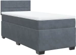 vidaXL Κρεβάτι Boxspring με Στρώμα Σκούρο Γκρι 90x200 εκ. Βελούδινο
