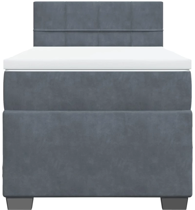 vidaXL Κρεβάτι Boxspring με Στρώμα Σκούρο Γκρι 90x200 εκ. Βελούδινο