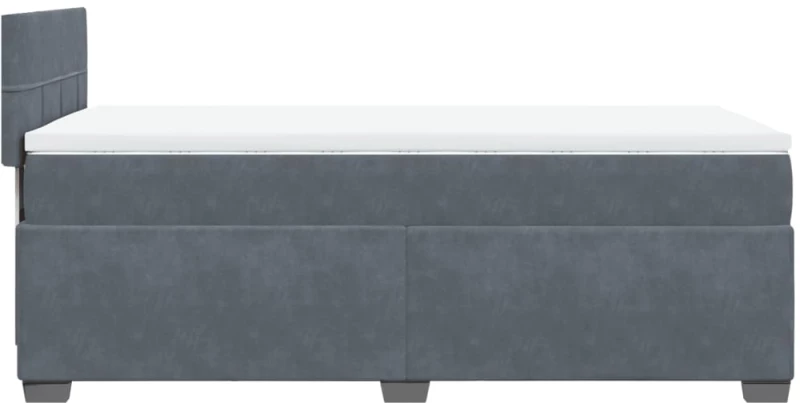 vidaXL Κρεβάτι Boxspring με Στρώμα Σκούρο Γκρι 90x200 εκ. Βελούδινο