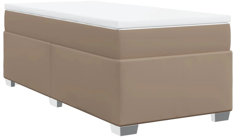 vidaXL Κρεβάτι Boxspring με Στρώμα Καπουτσίνο 90x200εκ.από Συνθ. Δέρμα