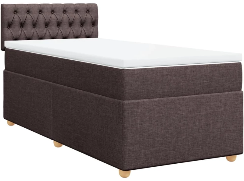 vidaXL Κρεβάτι Boxspring με Στρώμα Σκούρο Καφέ 90x200 εκ. Υφασμάτινο