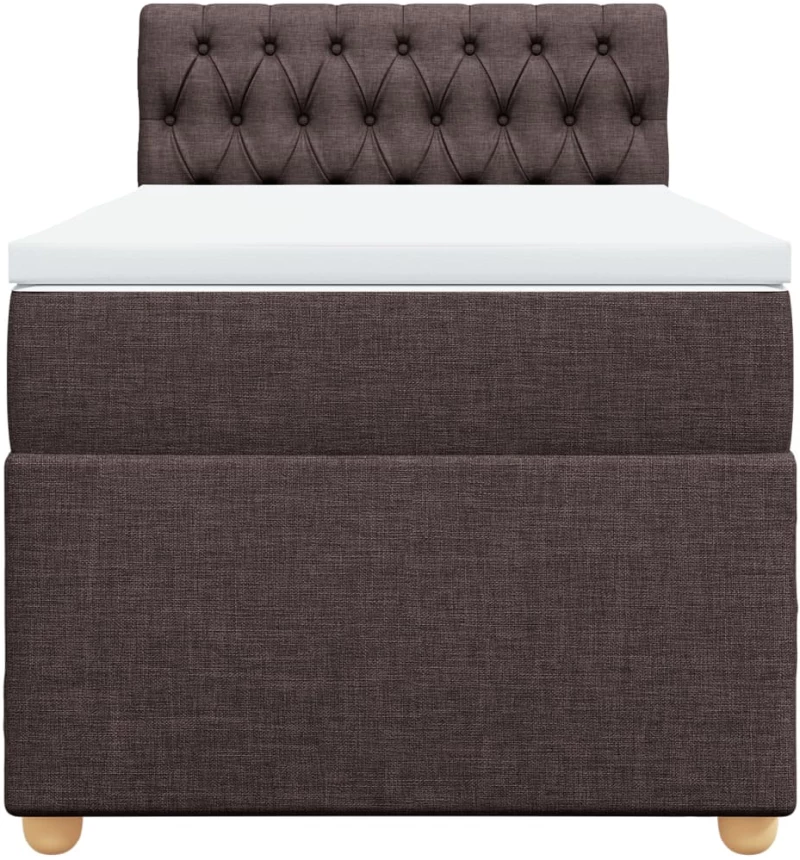 vidaXL Κρεβάτι Boxspring με Στρώμα Σκούρο Καφέ 90x200 εκ. Υφασμάτινο