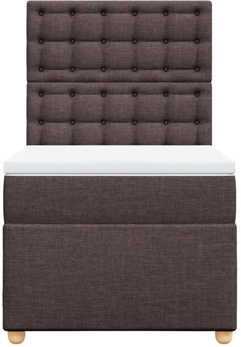 vidaXL Κρεβάτι Boxspring με Στρώμα Σκούρο Καφέ 90x200 εκ. Υφασμάτινο