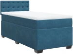 vidaXL Κρεβάτι Boxspring με Στρώμα Σκούρο Μπλε 90x200 εκ. Βελούδινο