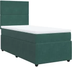 vidaXL Κρεβάτι Boxspring με Στρώμα Σκούρο Πράσινο 90x190 εκ. Βελούδινο