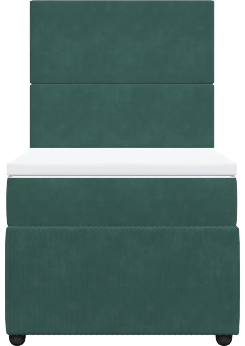 vidaXL Κρεβάτι Boxspring με Στρώμα Σκούρο Πράσινο 90x190 εκ. Βελούδινο