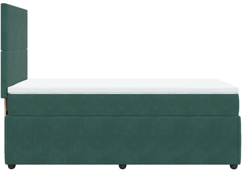vidaXL Κρεβάτι Boxspring με Στρώμα Σκούρο Πράσινο 90x190 εκ. Βελούδινο