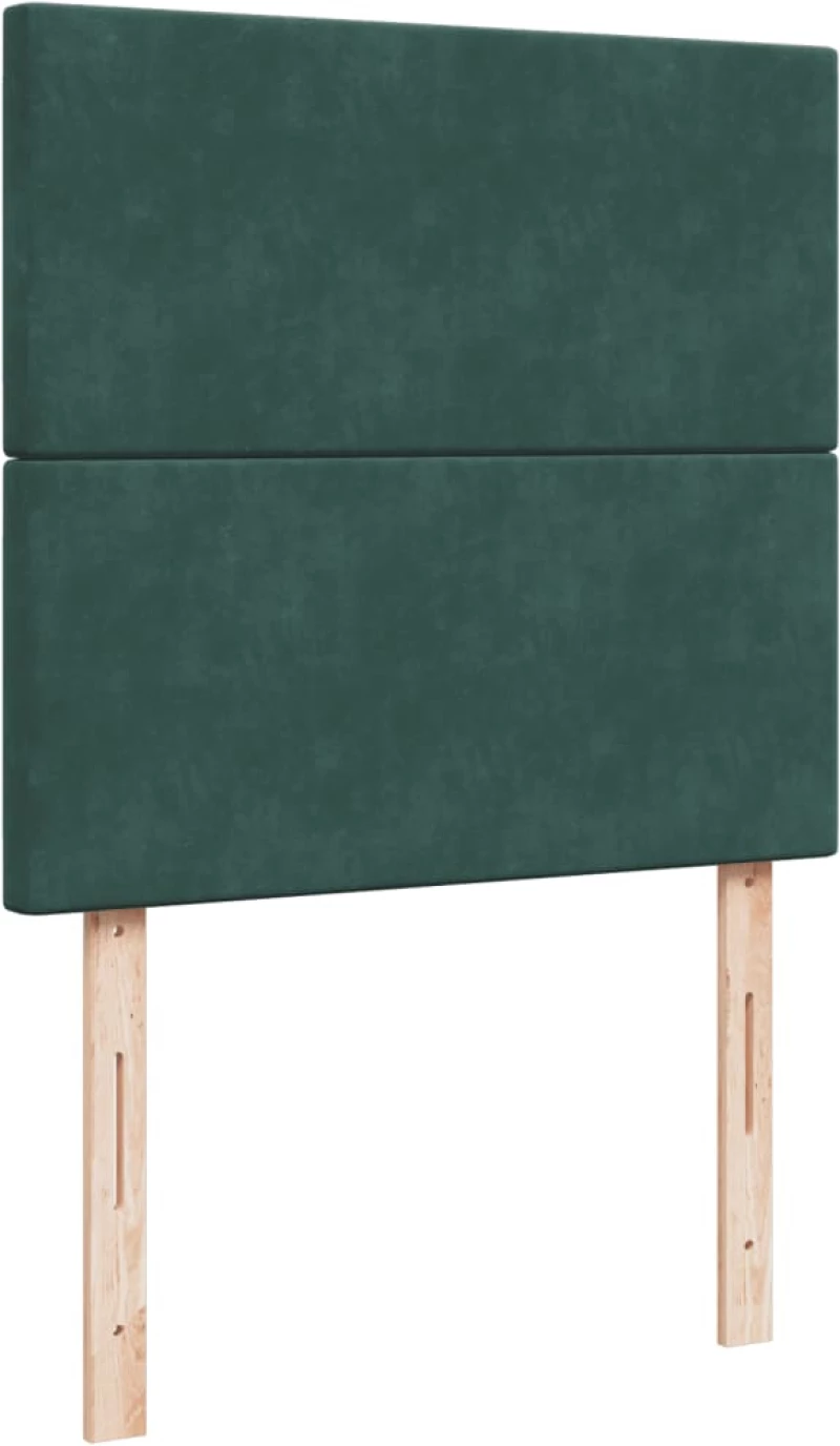 vidaXL Κρεβάτι Boxspring με Στρώμα Σκούρο Πράσινο 90x190 εκ. Βελούδινο
