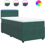 vidaXL Κρεβάτι Boxspring με Στρώμα Σκούρο Πράσινο 90x190 εκ. Βελούδινο