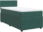 vidaXL Κρεβάτι Boxspring με Στρώμα Σκούρο Πράσινο 90x190 εκ. Βελούδινο