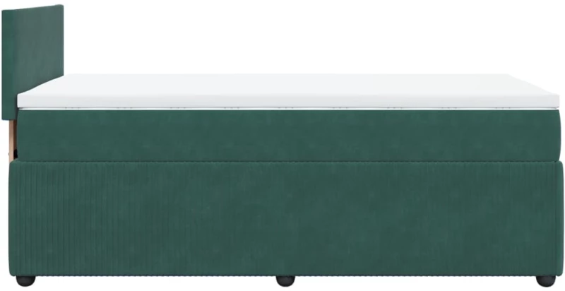 vidaXL Κρεβάτι Boxspring με Στρώμα Σκούρο Πράσινο 90x190 εκ. Βελούδινο
