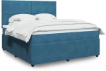 vidaXL Κρεβάτι Boxspring με Στρώμα Σκούρο Μπλε 180x200 εκ. Βελούδινο