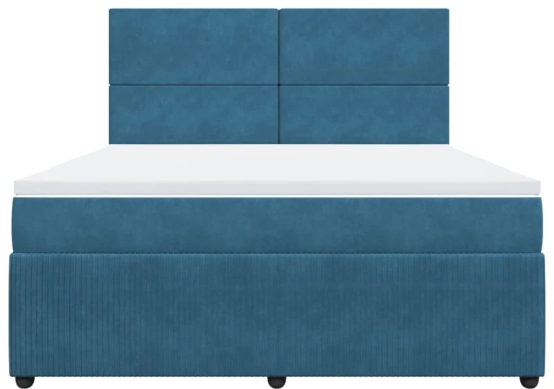 vidaXL Κρεβάτι Boxspring με Στρώμα Σκούρο Μπλε 180x200 εκ. Βελούδινο
