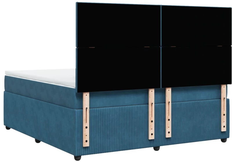vidaXL Κρεβάτι Boxspring με Στρώμα Σκούρο Μπλε 180x200 εκ. Βελούδινο